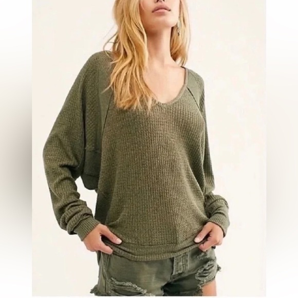 Free People Santa Clara Thermal In Ferngully Green Retail $78.00 - Picture 5 of 9